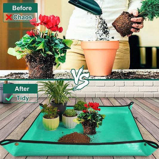 Foldable Waterproof Plant Repotting Mat Large Transplant Pad for Home Indoor Gardening and Succulents - color: Green, size: 1'8" x 1'8" (Square)