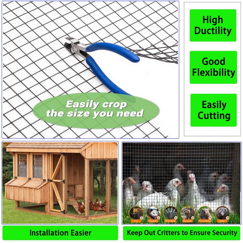 Wire Fence 2in x 3in Black Vinyl Coated Wire Mesh 24" x 50' Welded Wire Fencing 16Gauge, PVC Coating Chicken Wire Fence,Welded Wire Mesh Roll for Garden Guard Fence Poultry Cage Net Fencing - size: 2"x3"x24"x50'x16Gauge