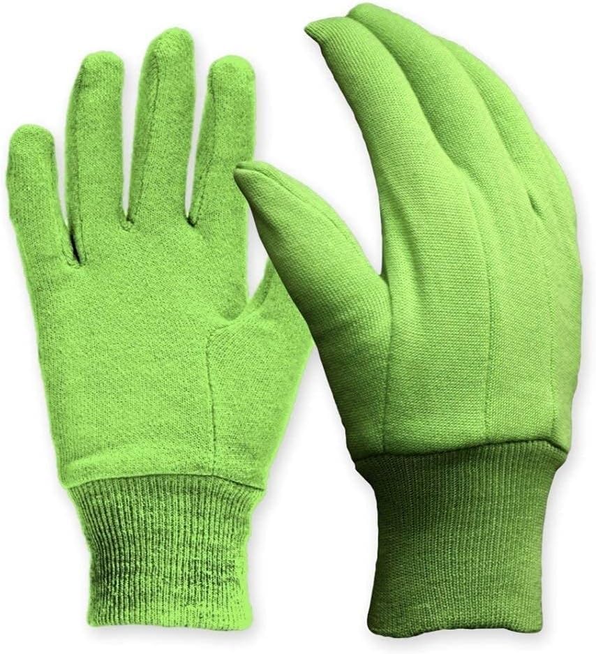 DIGZ Cotton Jersey Garden Gloves, Green, Medium (Pack of 5) - size: Medium (Pack of 5), style: Cotton Jersey