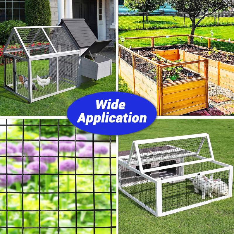 Hardware Cloth 1/2inch Black Vinyl Coated Wire Mesh 24" x 100' Welded Wire Fencing AWG17,PVC Coating Chicken Wire Fence,Welded Wire Mesh Roll for Garden Guard Fence Poultry Cage Net Fencing - size: 1/2"x24"x100'xAWG17