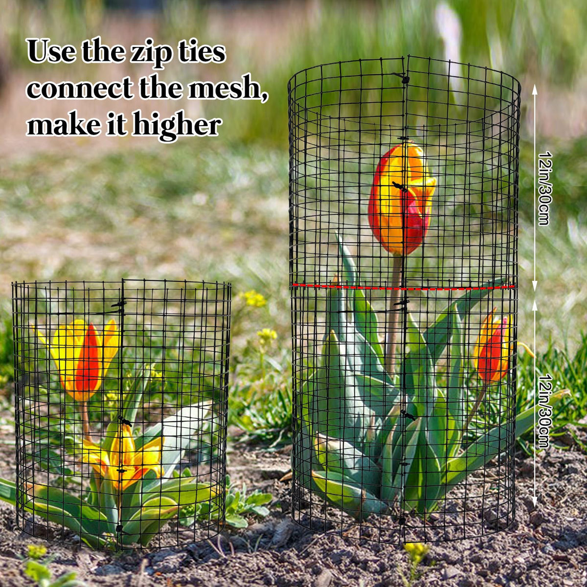 18 PCS Round Plant Protector from Animals, 6Pack 12'' x 12'' Metal Plant Cages,18Pcs Metal Mesh to Keep Animals Out, Garden Protection Bunny Barricades, Wire Plant Protectors for Rabbits Chicken Duck - size: 18 Pcs Metal Mesh