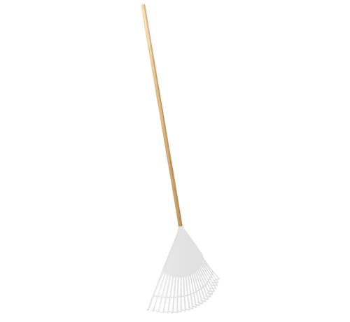 Leaf Rake – 22.5" Resin Head – 48" Hardwood Handle, White - color: White