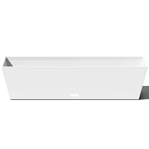 Veradek Pure Series Window Box Planter - Tapered Outdoor Planter - color: White, size: 36 inch