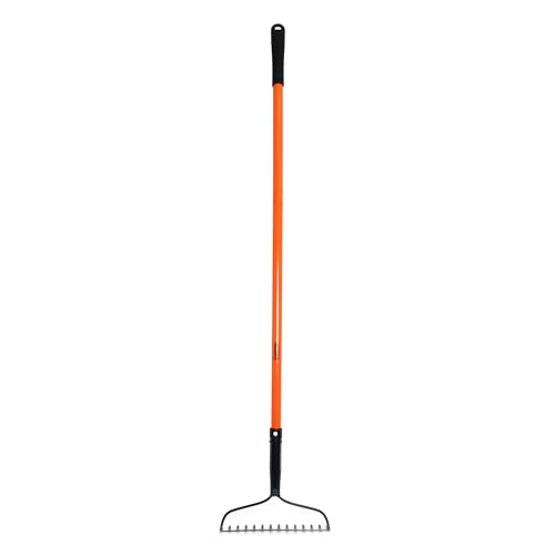Ironton Bow Rake, 14 Tines, 52in.L Fiberglass Handle, 13.78in.W Carbon Steel Head