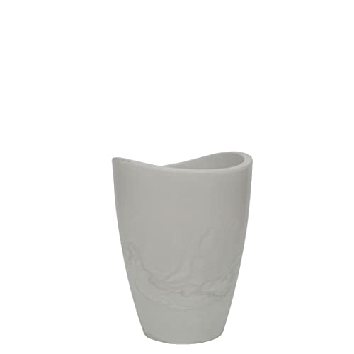 15.7" Tall Planter | Eco-Friendly, Durable, Lightweight | Indoor/Outdoor Use, All-Weather, Contemporary Design by Brazilian Artisans - White - color: Marbled White, size: 15.7" H x 11.8" W