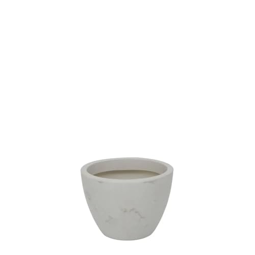 12" Wide Planter | Eco-Friendly Round Planter for Indoor or Outdoor Deck/Porch | Durable All-Weather Use Modern Pot for Trees, Flowers, Plants - Marbled Off-White - color: Marbled White, size: 8.7" H x 11.8" W