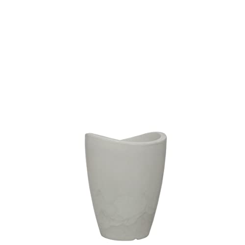 12.6" Tall Planter | Eco-Friendly, Durable, Lightweight | Indoor/Outdoor Use, All-Weather, Contemporary Design by Brazilian Artisans - White - color: Marbled White, size: 12.6" H x 9.8" W