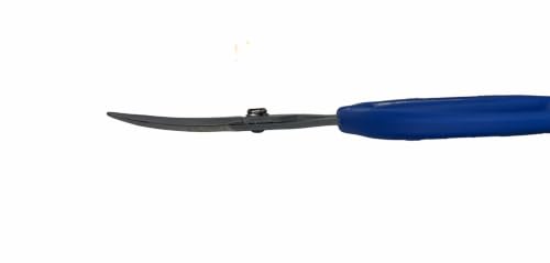 CHIKAMASA CRI-550SRF(Blue), The Specialty Trimming Precise Scissors, Stainless Steel with Fluorine Coating, Curved Blade for Trimming, harvesting vegetables and fruit, wide gardening use. - color: Silver/Blue