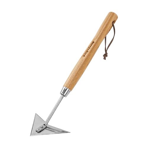 Triangle Hand Hoe, 15.2’’ Winged Weeder Tool with Wood Handle - color: Short Handle Winged Weeder, size: Length: 15.2inches