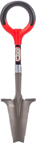 Root Slayer 22411 Mini Digger Garden Shovel, Serrated Blade, Red - color: Red, size: Small