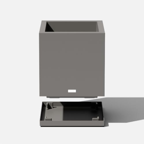 Veradek Block Series Cube Planter & Drip Tray - Square Outdoor Planter Set - color: Gray, size: Small - with saucer