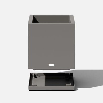 Veradek Block Series Cube Planter & Drip Tray - Square Outdoor Planter Set - color: Gray, size: Small - with saucer