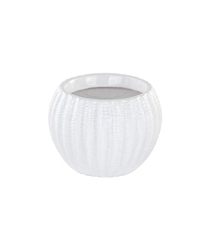 Napco Imports Indoor Outdoor Plant Succulent Herb Flower Pot 2.5 Inch Ceramic White Ribbed Ball - color: White, size: 2.5 inches