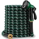 Garden Hose 50 ft, 2026 Upgraded Kink Free Flexible Water Hose 50ft With 10 Pattern Spray Nozzle, Leak-Proof, Portable, Ultra Lightweight & Durable Garden Hose for Yard, Lawn, Outdoor (DarkGreen) - size: 50FT