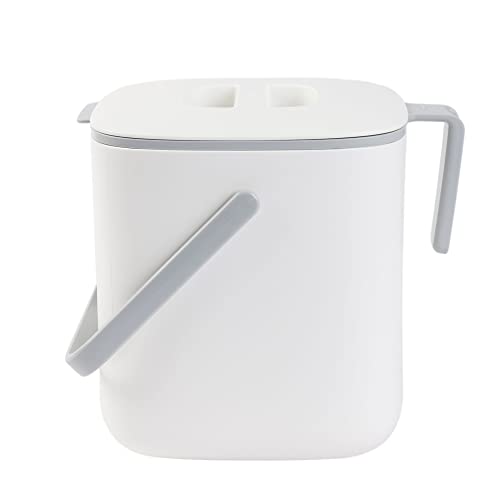Blue Ginkgo Kitchen Compost Bin, 2.6L Countertop Compost Bin, White - color: White, size: 0.69 gal / 2.6 L (Multiple Handles)