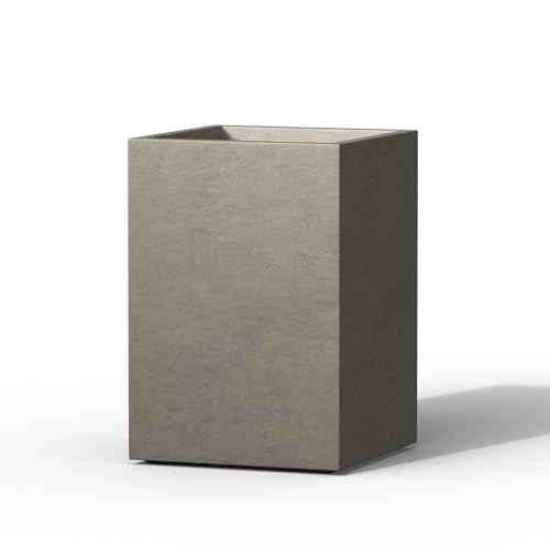 Kante Weathered Concrete Planter 13" Tall All-Weather Square Small Pot - color: Weathered Concrete, size: 12.6" Tall