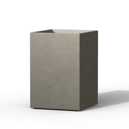 Kante Weathered Concrete Planter 13" Tall All-Weather Square Small Pot - color: Weathered Concrete, size: 12.6" Tall
