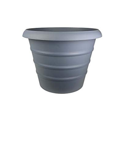 The HC Companies 12 Inch Marina Planter Lightweight Indoor Outdoor Plastic Plant Pot for Herbs and Flowers, Slate Blue - color: Slate Blue, size: 12"