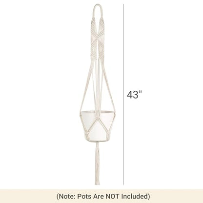 Mkono 2 Packs 43 Inch Macrame Plant Hanger Large for up to 12 Inch Pot Extra Long Hanging Plant Holder Hanging Planter Basket for Indoor Outdoor Boho Home Decor(POTS NOT Included)