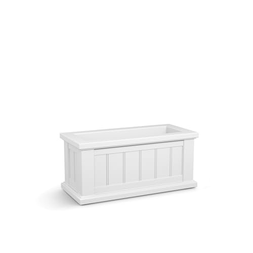 Mayne Cape Cod 24in Self-Watering Rectangular Planter, White - color: White, size: 24in x 11in