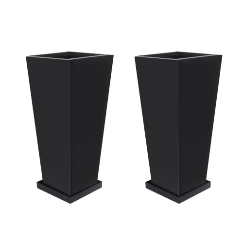 20" Metal Tall Outdoor Planters Set of 2, Durable & Wealtherproof - size: 20" H