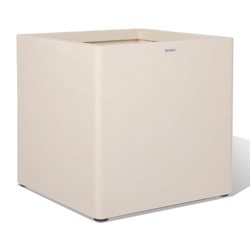 20" Large Square Outdoor Planter, Heavy‑Duty | Home & Commercial,Off-White - color: Off-white