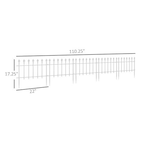 Outsunny 5 Pack Metal Decorative Garden Fence, 9.2' x 17.25", White - color: White