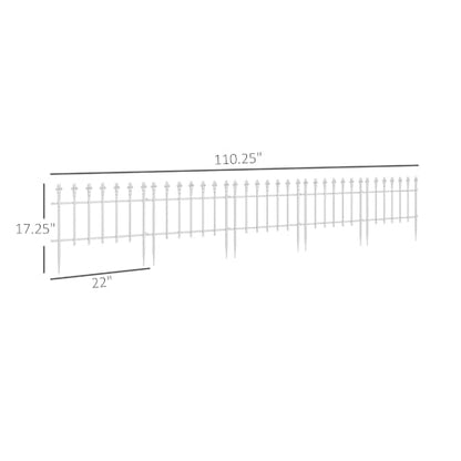 Outsunny 5 Pack Metal Decorative Garden Fence, 9.2' x 17.25", White - color: White