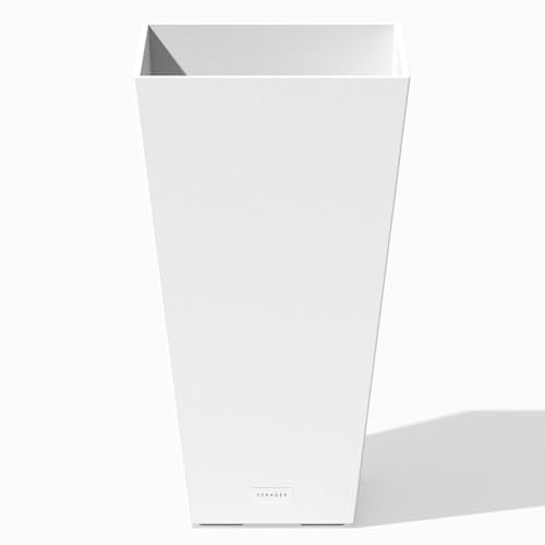 Veradek Pure Series Taper Planter - Tall Tapered Outdoor Planter with Shelf - color: White, size: 24 inch - 1 Pack