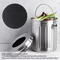 6.7inch Charcoal Filters for Kitchen Compost Bin Pail Replacement Filter Countertop Home Bucket Refill Sets, Made of Activated-Charcoal Material, 5mm in Thickness, 12Pcs by VAIR MUDO