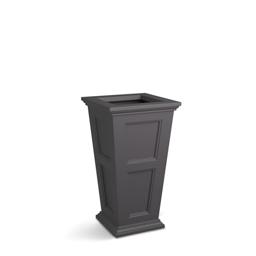 Mayne Fairfield 28in Self-Watering Tall Square Planter, Graphite Grey - color: Graphite Grey