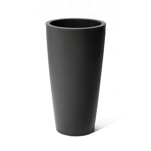 Step2 Tremont Tall Round Tapered Planter, 28" Tall, Indoor/Outdoor Plants, Efficient Drainage, Durable Resin, Onyx Black - color: Onyx Black, size: 1-Pack