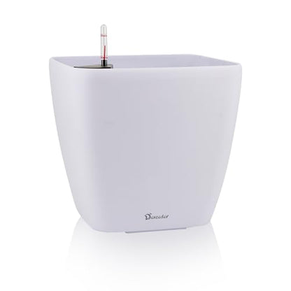 Dexceder 18x17 Self Watering Planter with Wheels (White Matte) - color: Ceramic White, size: 18x17