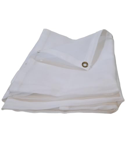 Heavy Duty Mesh Tarp Net Sail Sun Shade Awning and Fence Screen (White Mesh) (6' x 16') - size: 6' x 16'