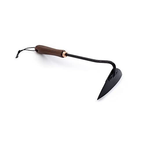 Barebones Triangle Hoe - Stainless Steel Hoe - Japanese Gardening Tools for Weeding, Long Handle and Hand Hoe (Walnut/Black) - color: Walnut/Black, size: Triangle Hoe