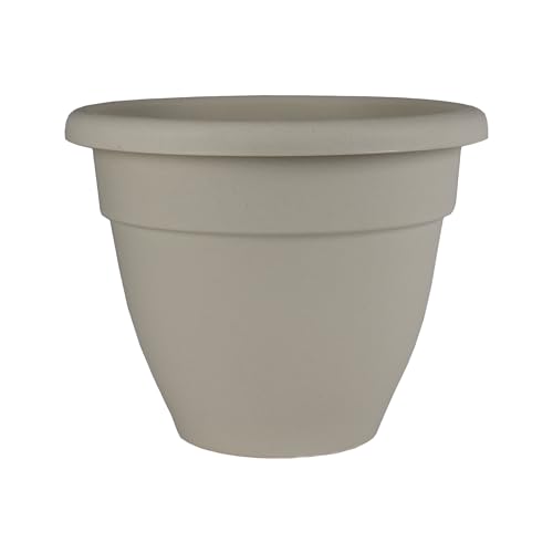 The HC Companies Caribbean Planter Pot - Outdoor & Indoor Plant Pot with Drainage Hole & Plug - Rolled Rim Plastic Pots for Plants & Flowers - Decorative Plant Pot (14" Cottage Stone, Pack of 1) - color: Cottage Stone, size: 14", style: Pack of 1