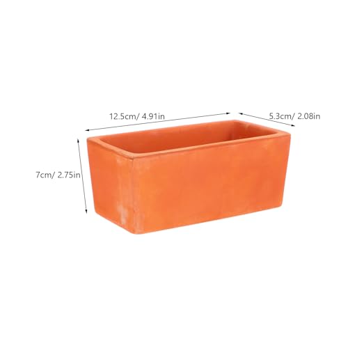 SEWACC Rectangular Terracotta Planter, Small Clay Pot with Drainage Hole, Rustic Flower Container for Succulent and Cactus Plants, Sturdy Indoor Windowsill Garden Pot