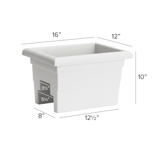 Root & Vessel Countryside Railing Planter Box, 16 Inch, White - color: White, size: 16 Inch