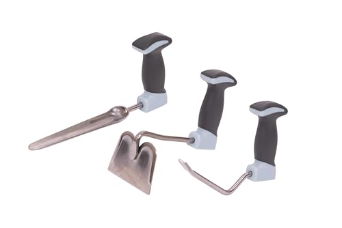 Bernini Ergonomic Garden Tool Set of 3, Vertical Handle Garden Tools for Arthritis Requires Less Grip Strength for Gardening, Gifts Tools for Men Women (Beach Glass) - color: Beach Glass