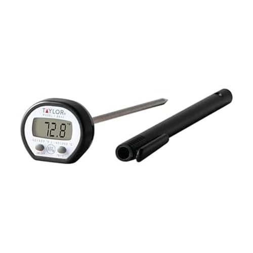 Taylor Pro Instant Read Digital Food Thermometer – Stainless Steel Probe with 0.4" Dot Matrix Display, -58°F to 448°F Temperature Range for BBQ, Baking & Candy Making (Black and Stainless) - color: Black