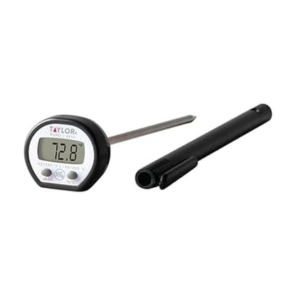 Taylor Pro Instant Read Digital Food Thermometer – Stainless Steel Probe with 0.4" Dot Matrix Display, -58°F to 448°F Temperature Range for BBQ, Baking & Candy Making (Black and Stainless) - color: Black