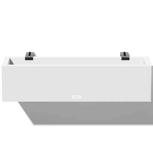 Veradek Block Series Railing Planter - Outdoor Window Box with Bracket - color: White