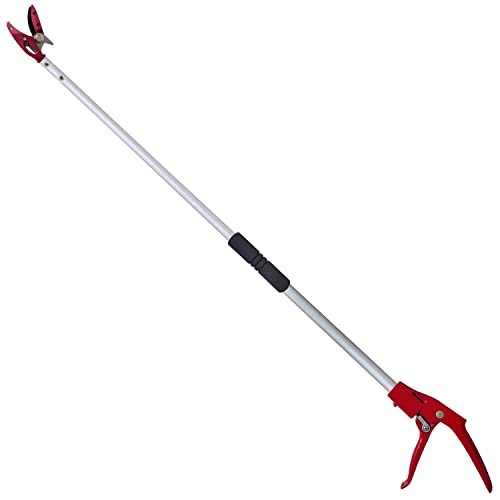 Tree Trimmer, 6 Foot Pole Pruner, Long Reach Pruning Shears, Cut and Hold Garden Clippers, Aluminum Lightweight Handle Fruit Picker, Branch Bypass Loppers
