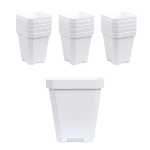Bootstrap Farmer 16 pc White Heavy Duty Square 5 in Nursery Pots for Seed Starting Flowers Germination with Drainage Holes - color: White, size: Pots Only