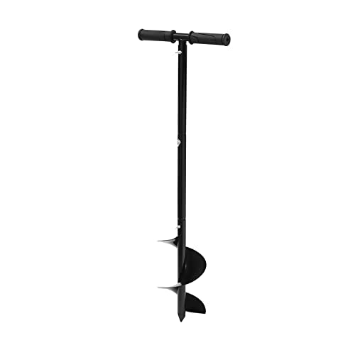 Manual Gardening Auger, 6-inch Auger Back Hole Digger with Non-Slip Handle for Planting Bulbs, Flowers, Trees, Beach Umbrella Holes, Heavy-Duty Cold-Rolled Steel (Includes Gloves and Connector)