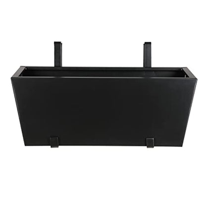 BIRDROCK HOME 1pk Metal Railing Planter - Balcony Flower Box - Deck Rail Boxes - House Apartment Plant Pot - Black