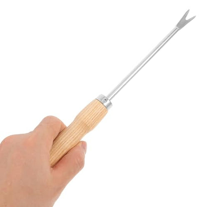 NUOBESTY Weed Puller Tool Wooden Handle Root Puller for Dandelion Weed Manual Remover Tool for Garden Digging Soil Loosening Transplanting Seedlings 11.81In