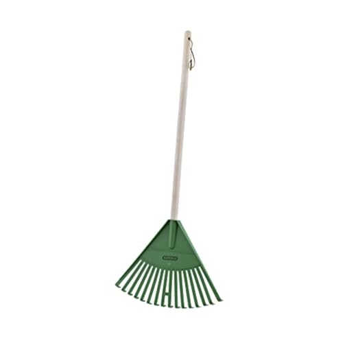 Superio Kids Leaf Rake, 34-Inch Gardening & Lawn Care Tool with Hardwood Handle and Durable Plastic Tines for Leaf Cleanup & Garden Maintenance, Green 1 Pack - color: Green