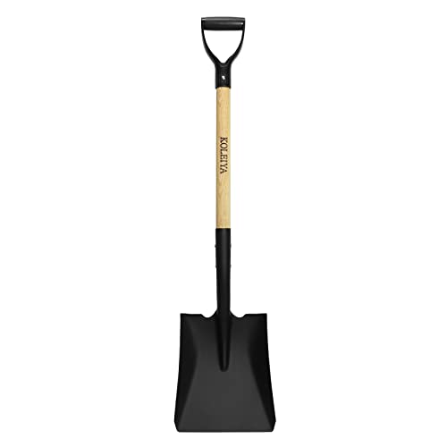 KOLEIYA Flat Shovel,Transfer Shovel with D Handel and Heavy Duty Square Head for Landscaping,Gardening,Construction,Snow Shoveling and Yard Work,41-Inch,Metal+Wooden - style: Flat Shovel
