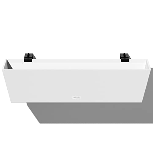 Veradek Pure Series Railing Planter - Tapered Window Box with Bracket - color: White, size: 36 inch